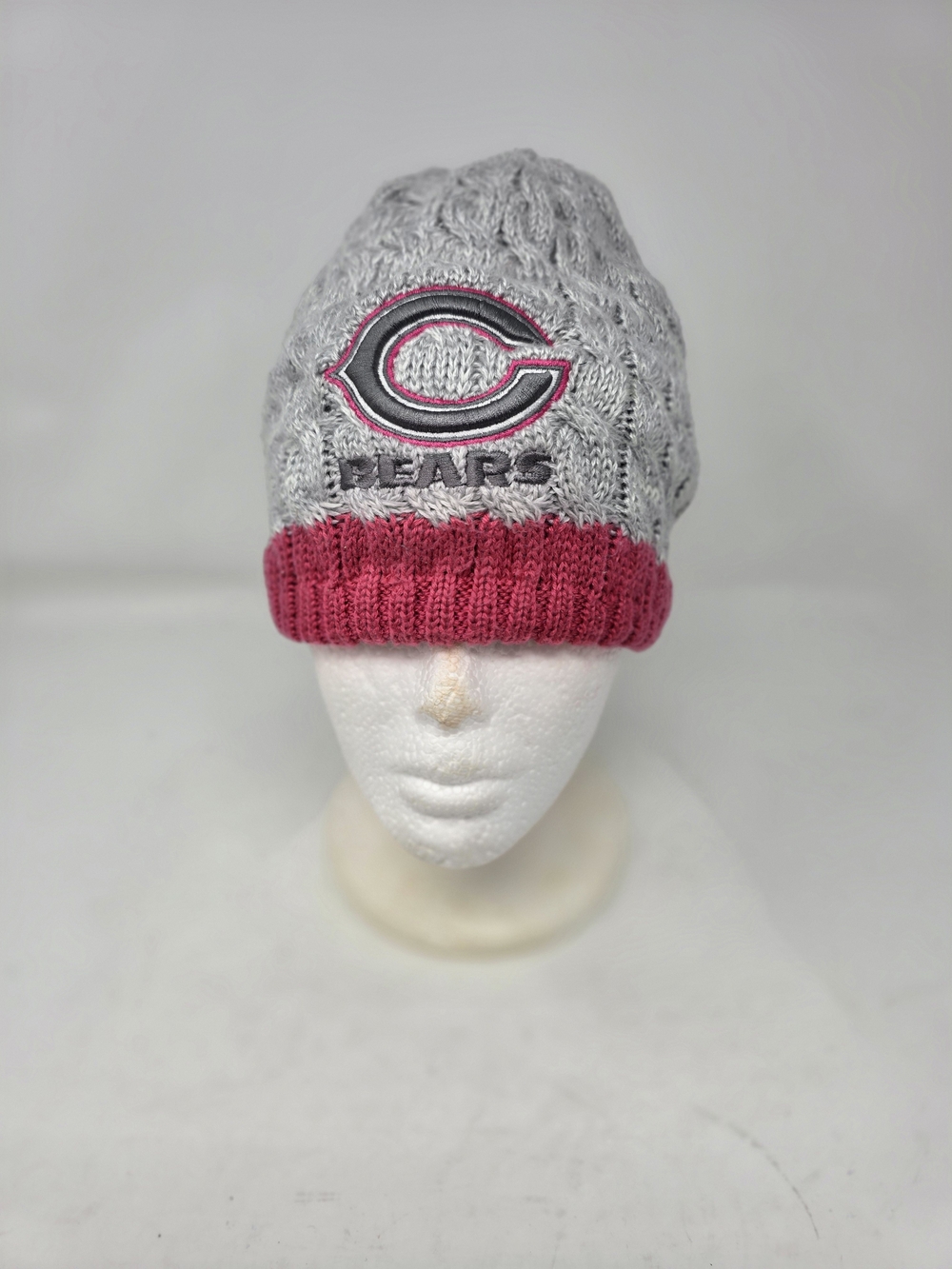 New Era Chicago Bears Beanie Knit Hat Womens Pink Ribbon Breast Cancer NFL